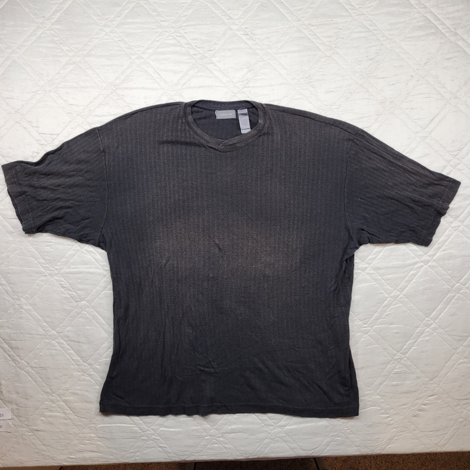 claiborne ribbed charcoal gray short sleeve shirt size XXL
