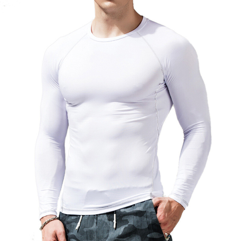 Zonbailon men’s t-shirt crew neck sports fitness high elastic tight long sleeve