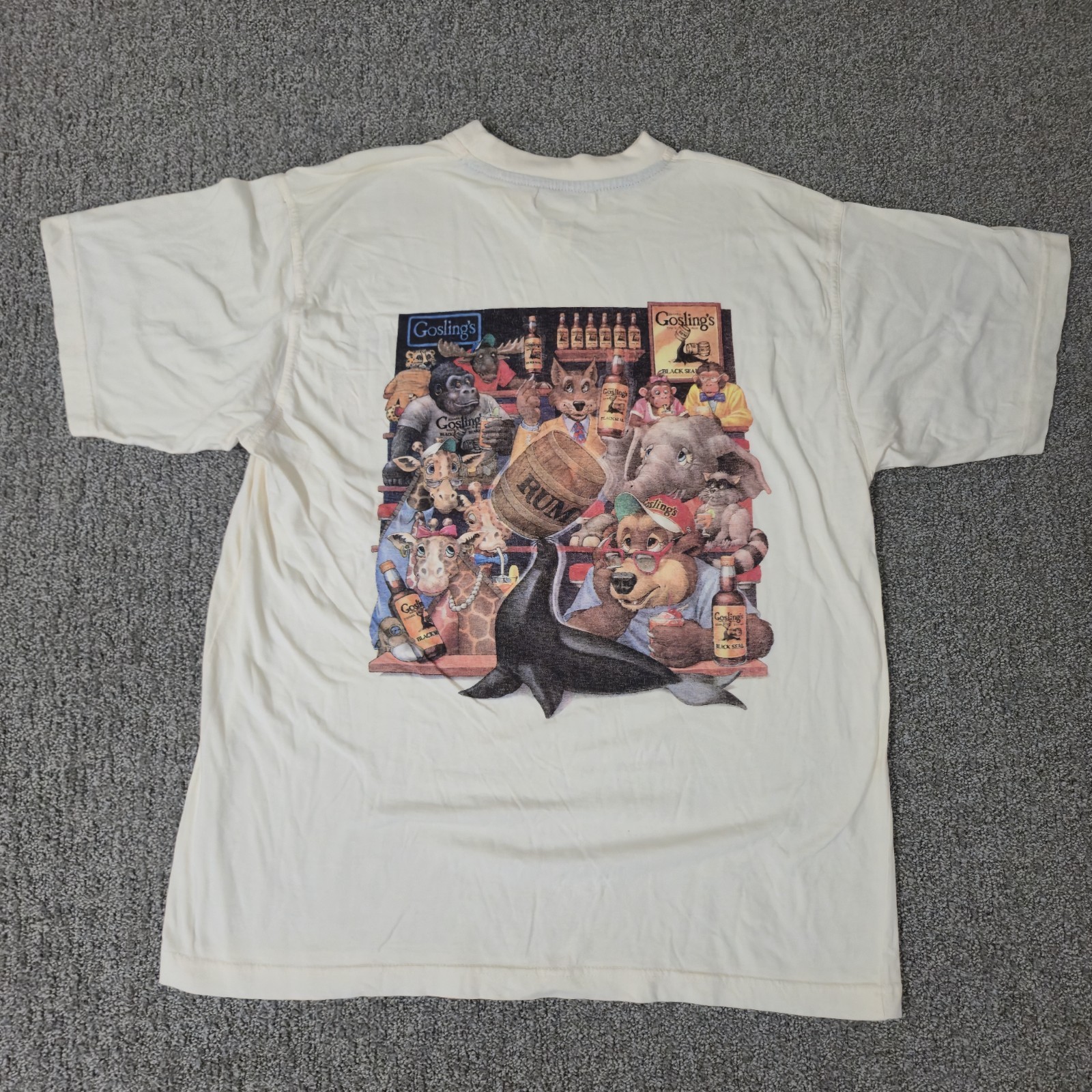 Vintage 90s Gosling’s Black Seal Wildlife Rum T-Shirt Animal Nature SZ L