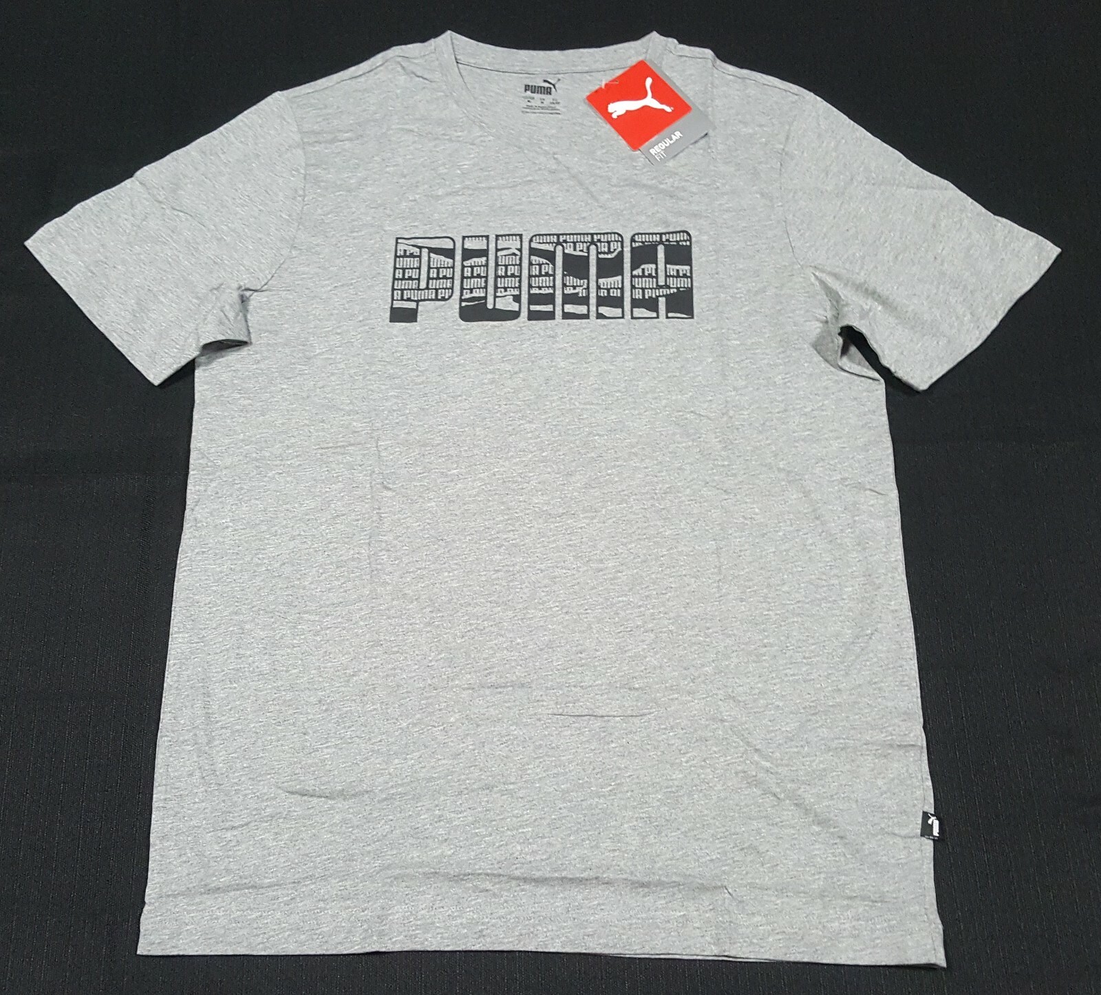 Puma Mens Graphic Tee Graphic Logo Gray Regular fit