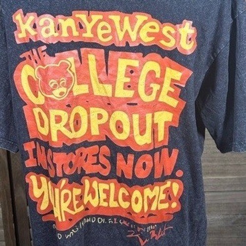 Kanye West The College Dropout Bear Graphic T-Shirt 3XL Charcoal Mineral Wash