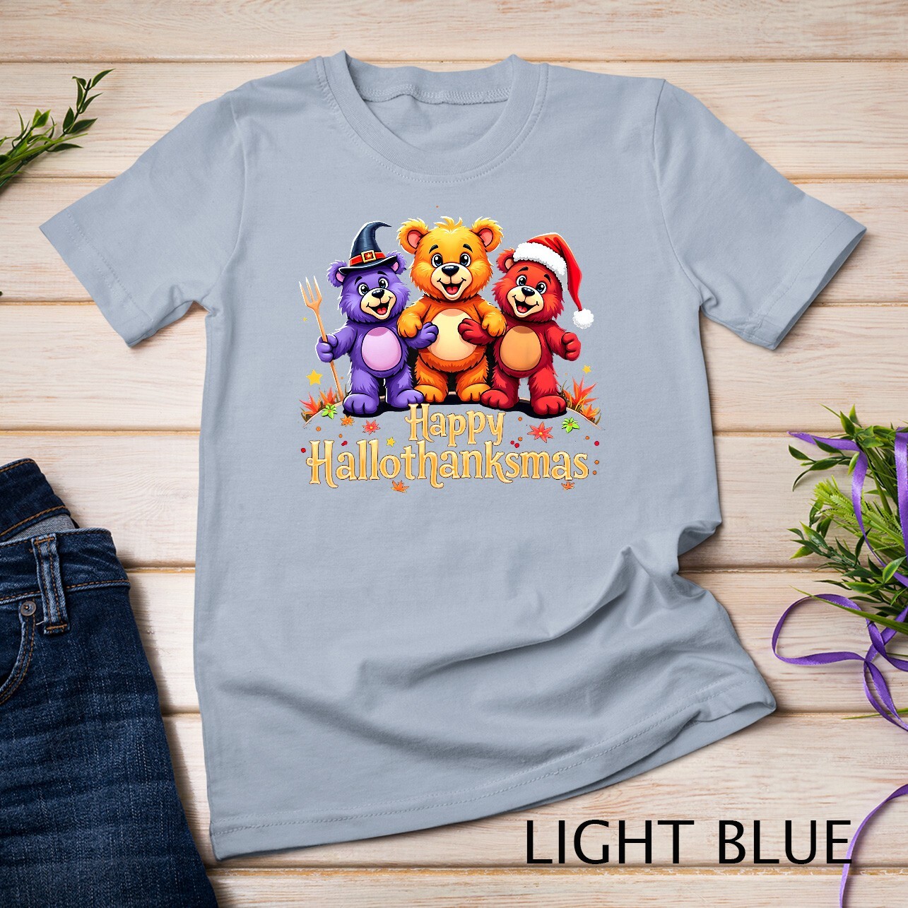 Hallothanksmas Bears Tee Halloween Thanksgiving Christmas T-Shirt Unisex T-shirt