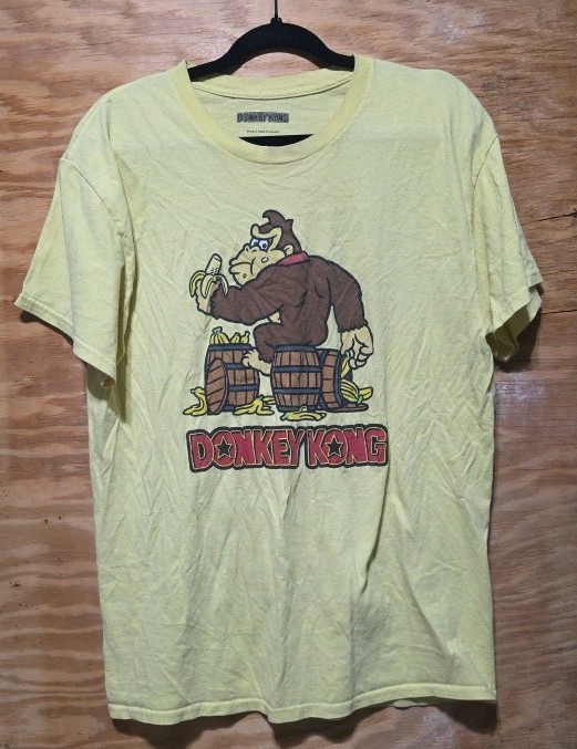 Donkey Kong T Shirt yellow size L Nintendo Flashback