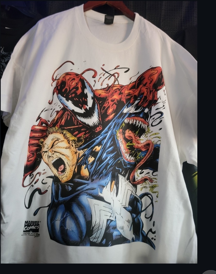 SPIDERMAN VENOM CARNAGE UNLED ON SHAKA HEAVYWEIGHT GARMET DYED T SHIRT “MODERN”
