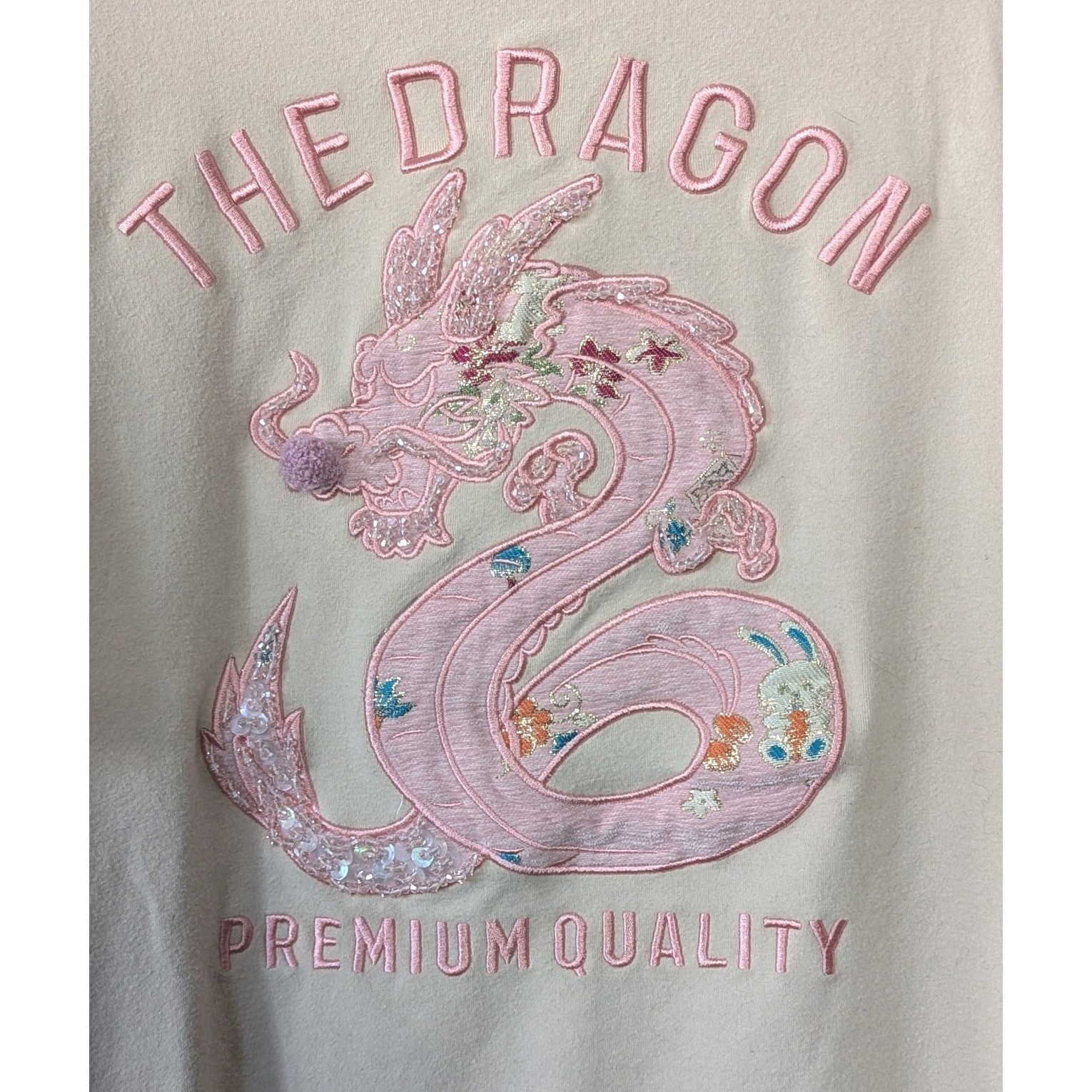 Rare Premium Quality Shell Pink Dragon Short Sleeve Sweatshirt New Year 2024