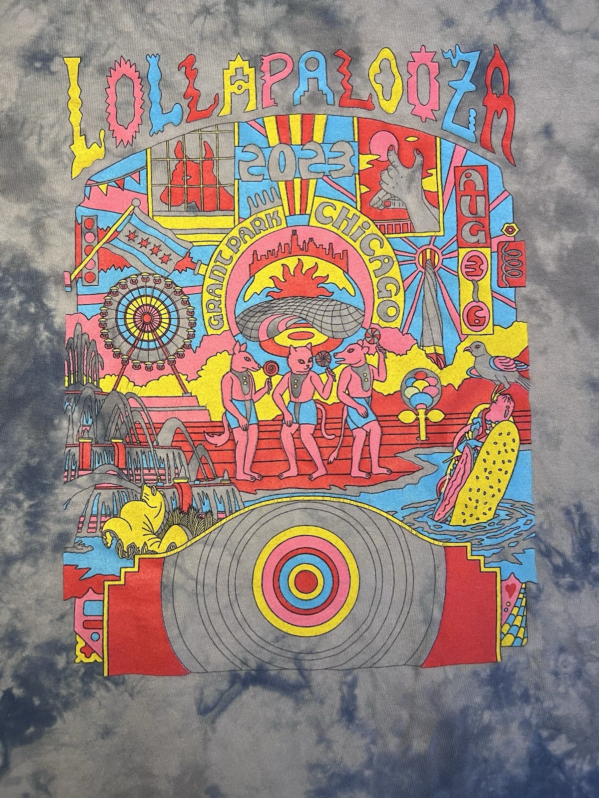 2023 Lollapalooza Chicago multicoloured tie-dye t-shirt Size Small