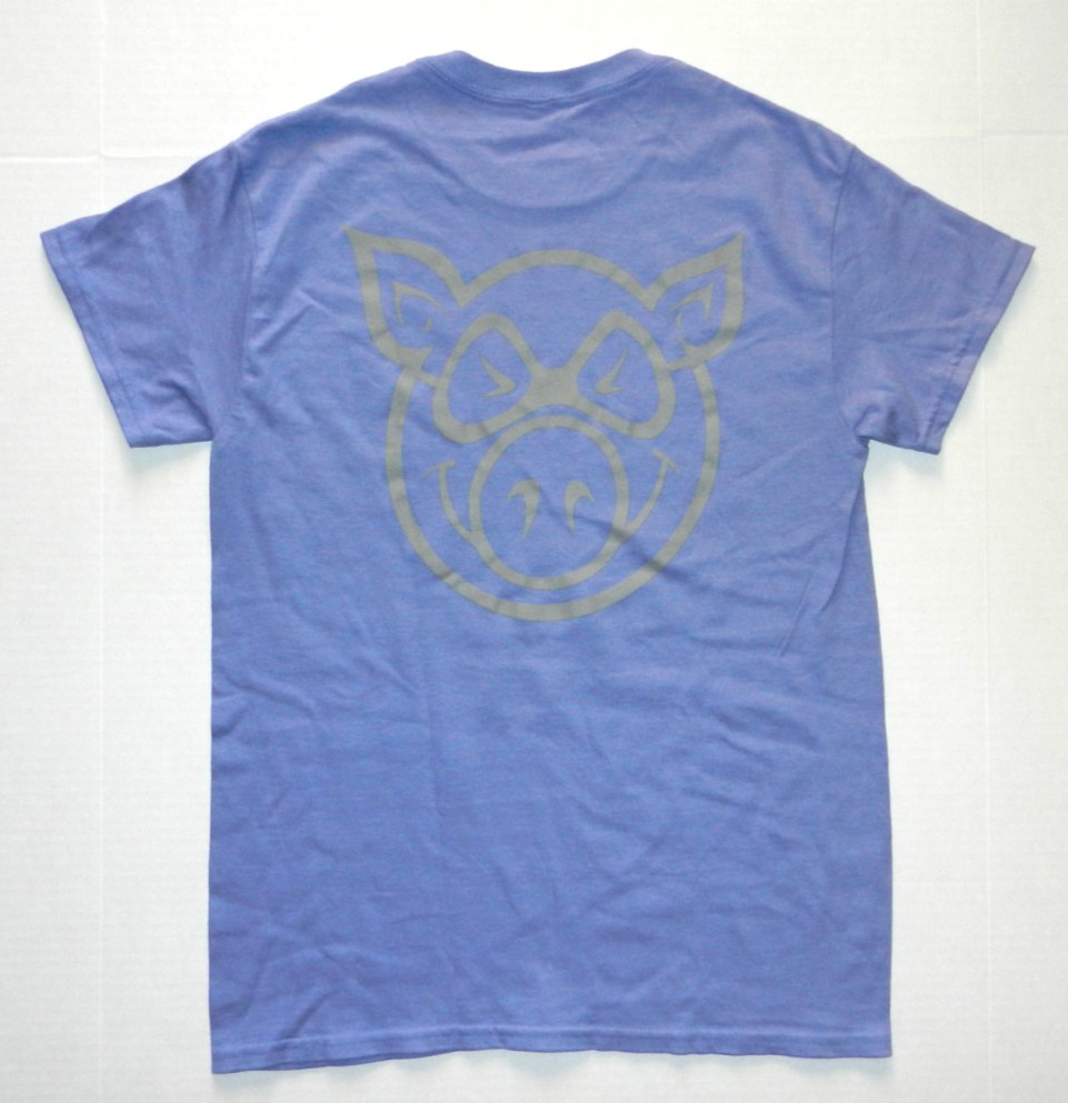 Pig Wheels Front And Back Head T-Shirt – Purple New