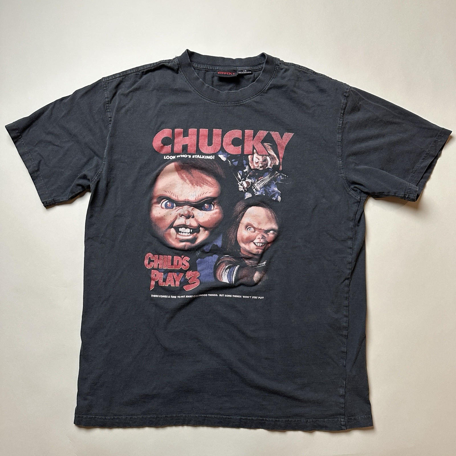 Vintage CHUCKY Childs Play 3 LARGE Look Who’s Stalking T-Shirt UNIVERSAL STUDIOS