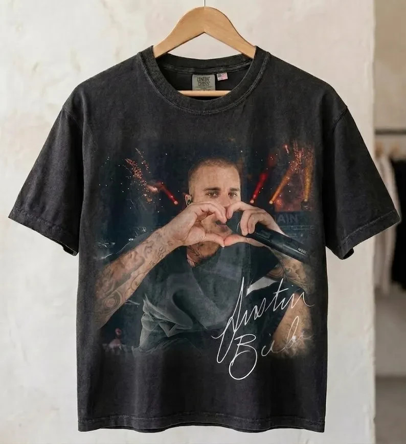 Vintage Justin Bieber Heart Sign Shirt, Retro Music 2026 T-Shirt reprint VK12576