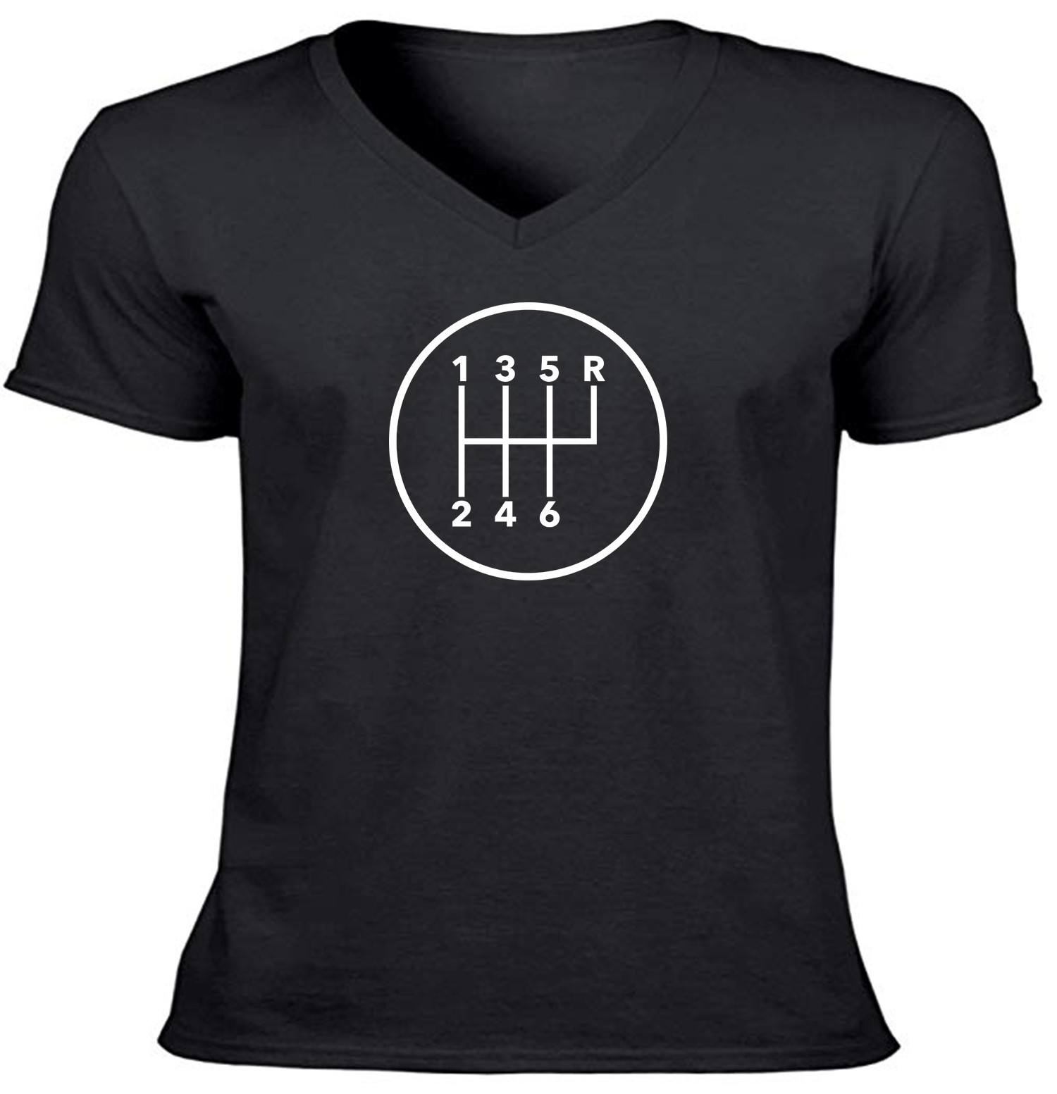Manual Transmission Gears Shift Pattern 6 Speed Stick T-Shirt Cars Shirts Vneck