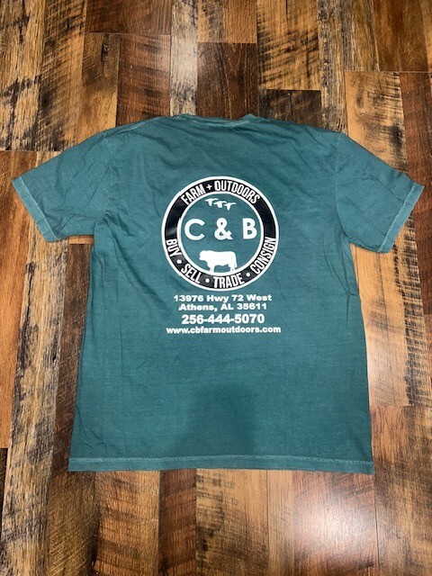 New C&B Farm + Outdoors Green Comfort Colors Heavyweight T-Shirt Farming Alabama