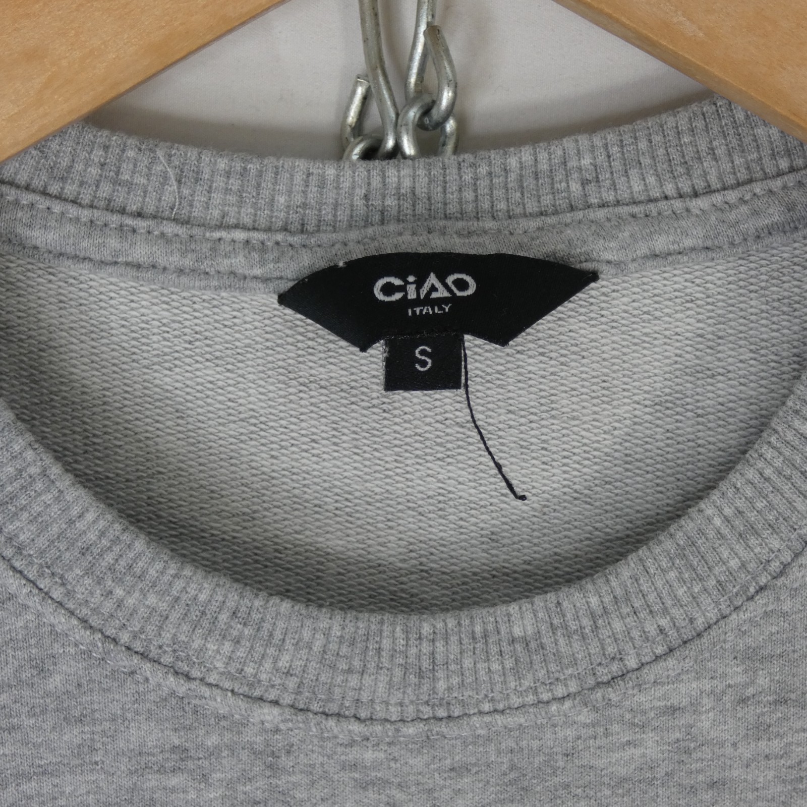 Ciao Italy Loopback Sweatshirt T Shirt Grey Short Sleeve Cotton Size S Minimalis