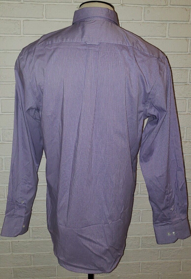 Men’s IZOD Purple Plaid Button Front Long Sleeve Non Iron Stretch Shirt Medium