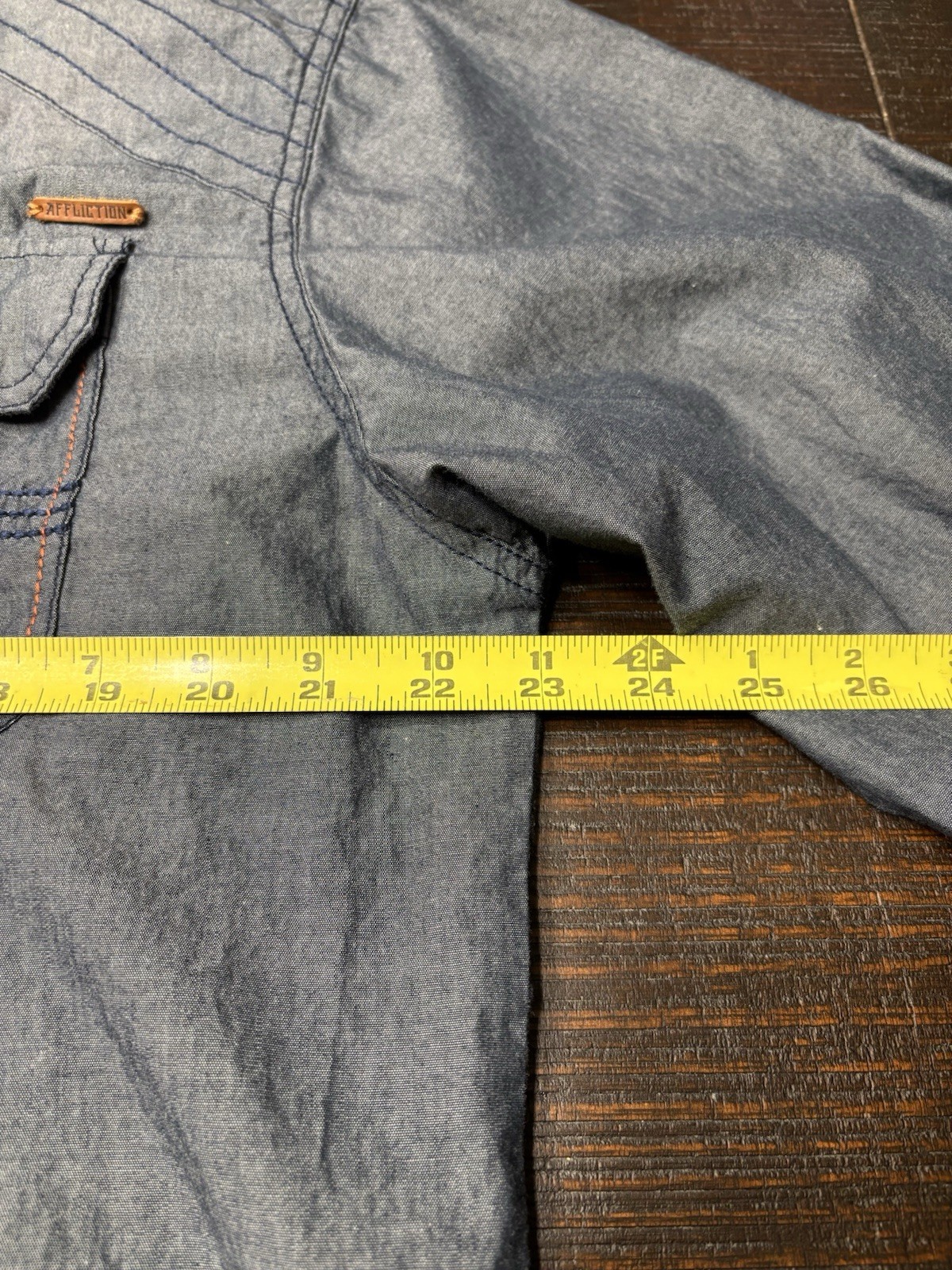 Affliction Mens Size XL Slim Gray Black Premium Embroidered Button Up Shirt