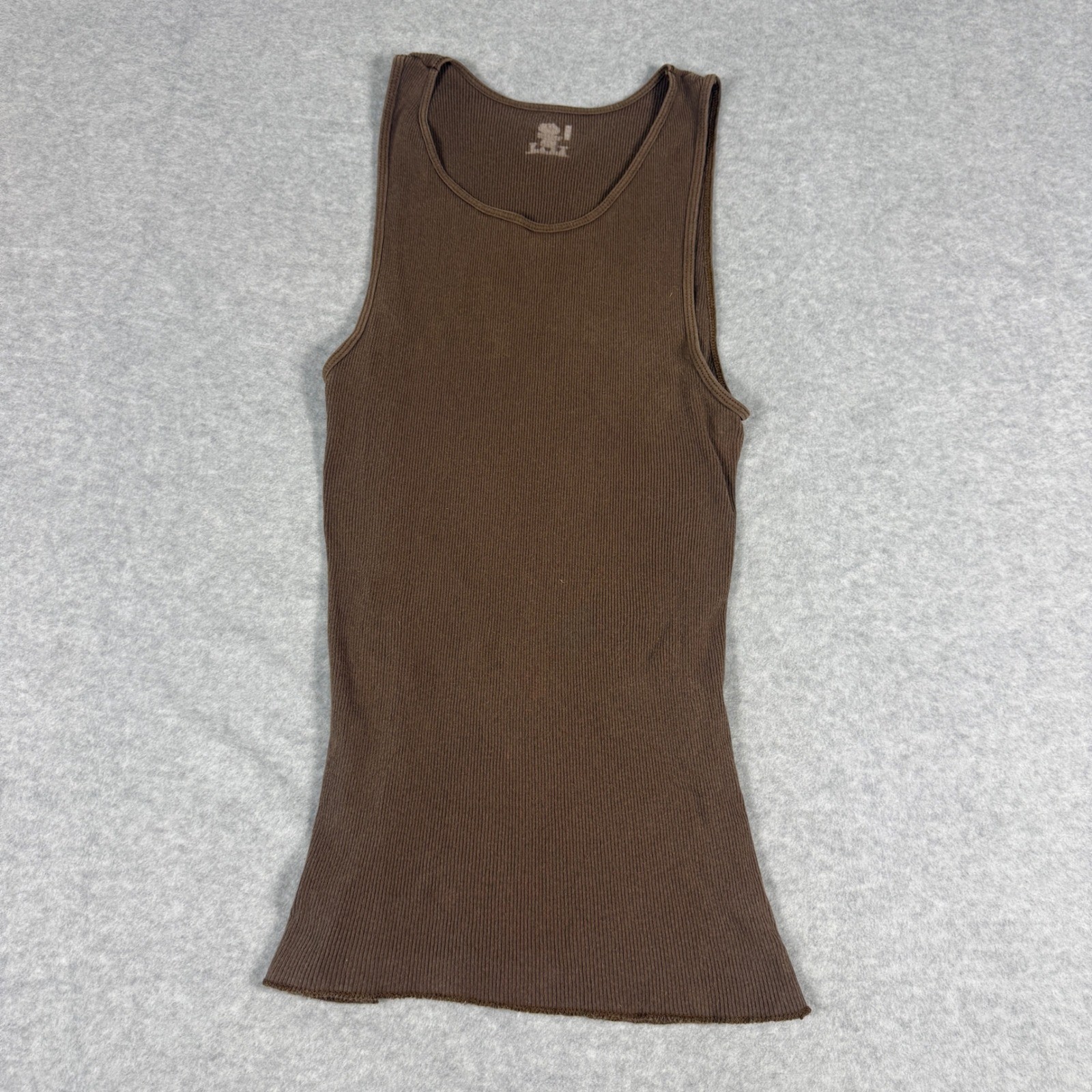 Fruit of the Loom Tank Top Brown Ribbed Lettuce Hem Basic Shirt XL
