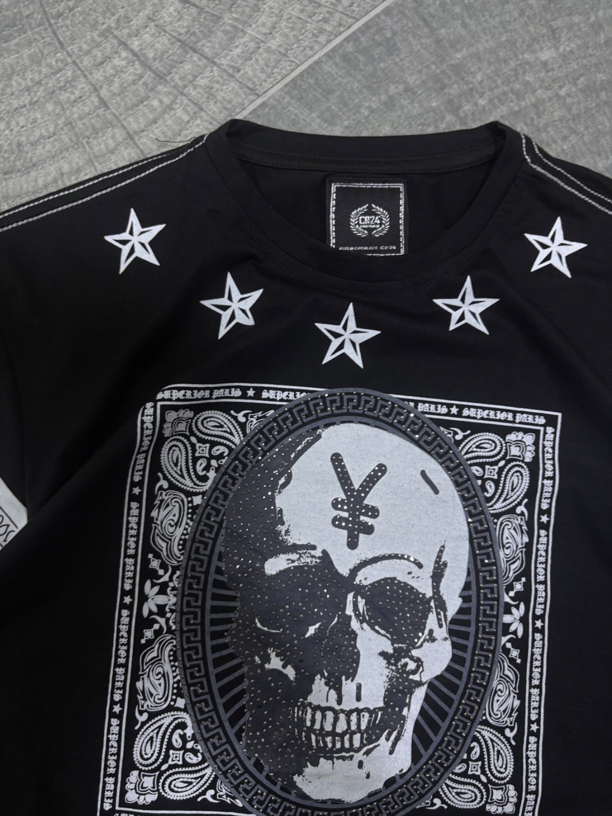 Bordo Cromato 24 t-shirt features a bold skull graphic tee | medium