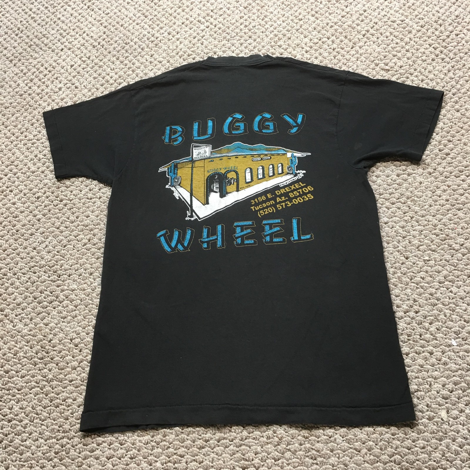 Vintage Single Stitch T-shirt Mens Medim Black Made in USA Pocket Distressed 90s