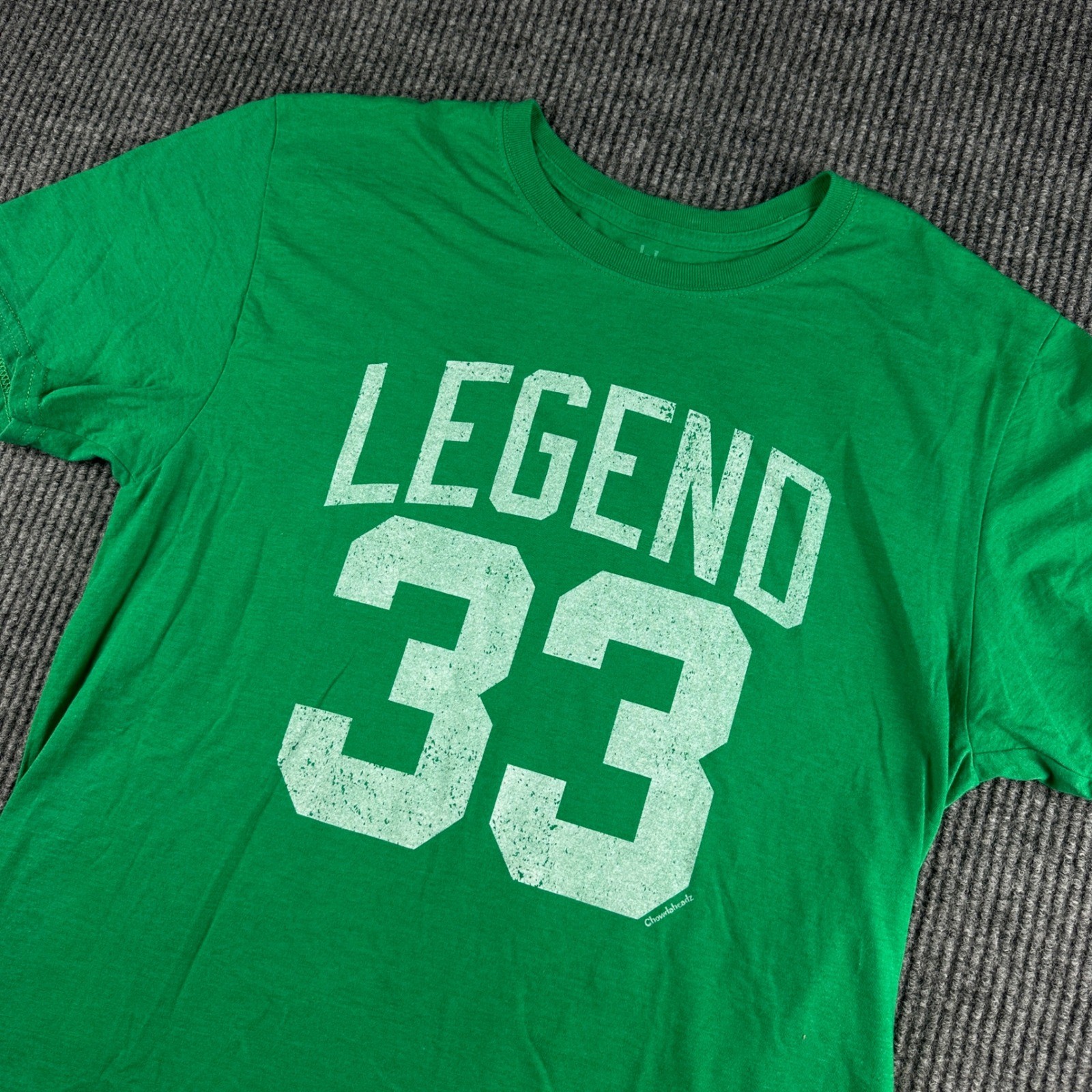 Chowdaheadz Mens Legend 33 Boston Basketball Graphic T-Shirt Green Large