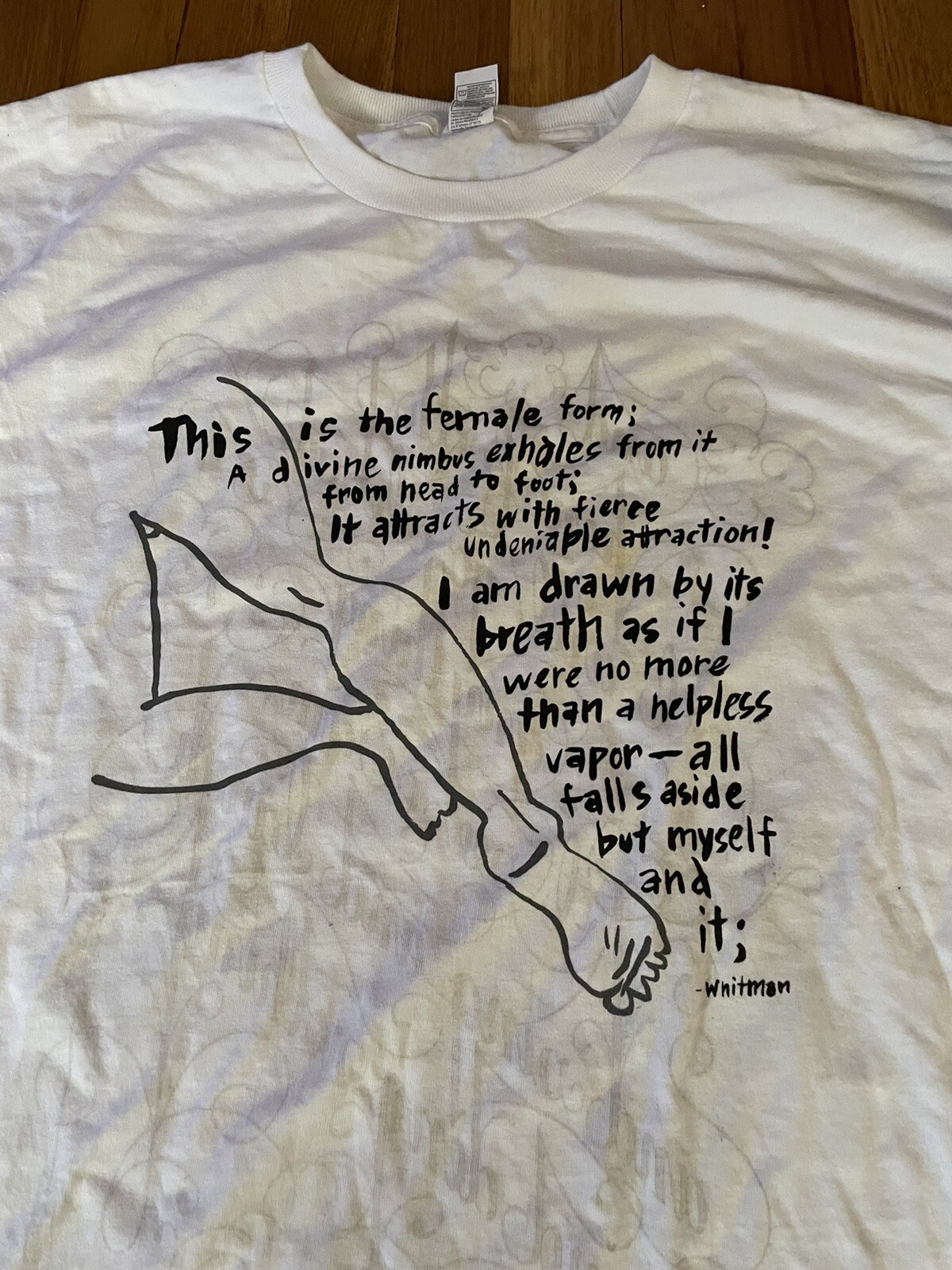 Walt Whitman Quote Female Form Shirt White Size L Rare Poet Poem
