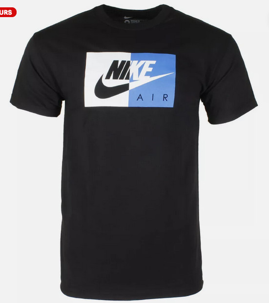 2015 NIKE Vintage Air Color Block BLACK Regular Fit Short Sleeve T-shirt NWT