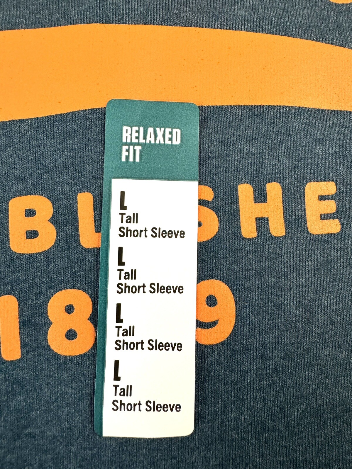 Carhartt Men’s Tshirt Short Sleeve Navy Heather Gold Script Logo Size Large Tall