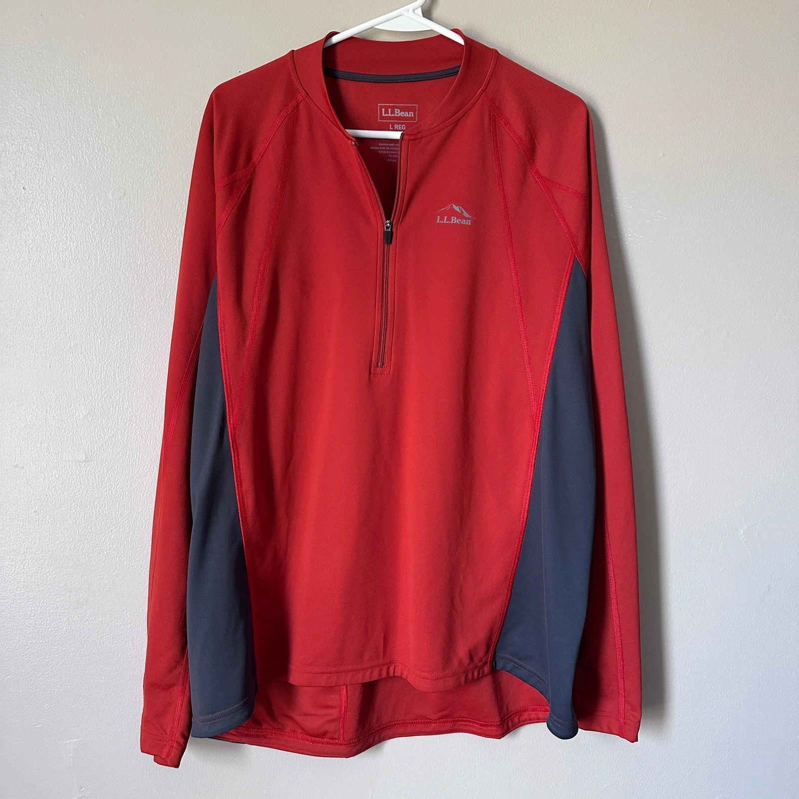 L.L Bean Mens LARGE 1/2 Zip Pullover Shirt Lightweight Running Hiking Cycling