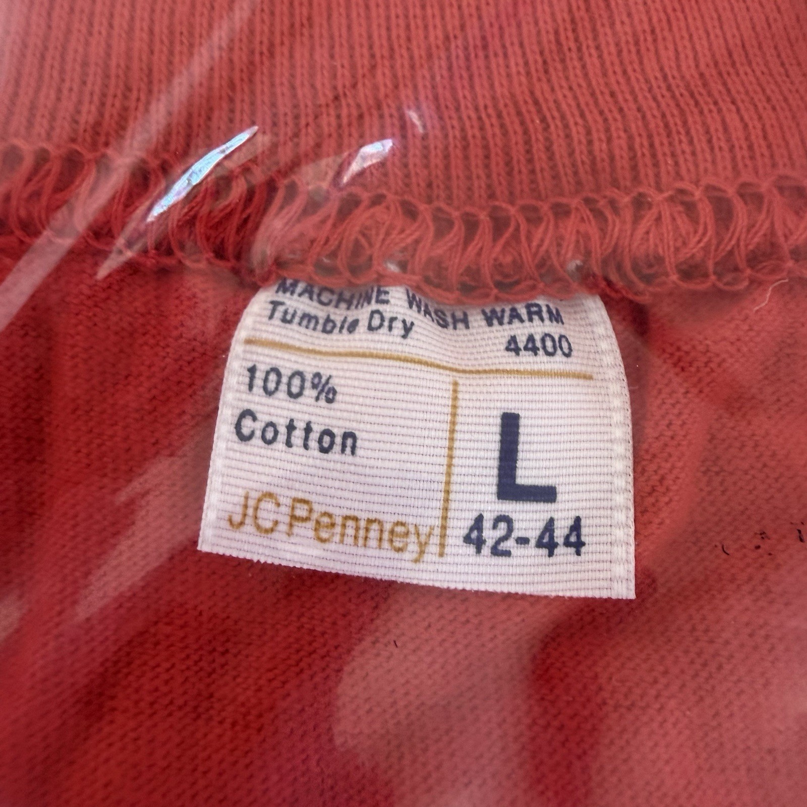 Vintage JC Penney Tank Top Shirt Mens Size Large L Red Combed Cotton Sleeveless