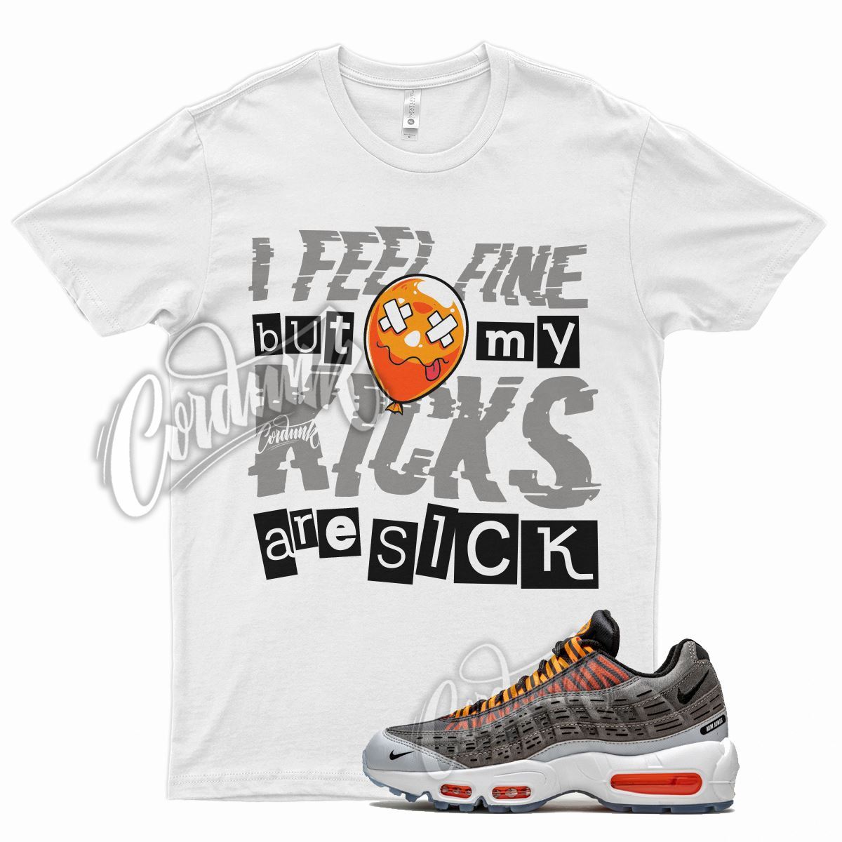 White SICK V2 T Shirt for N Air Max 95 Kim Jones Total Orange Cool Grey Dark