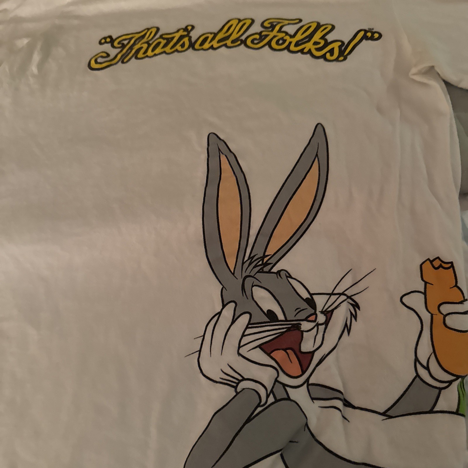 Looney Tunes Bug Bunny White T-shirt, Size Small. That’s All Folks!