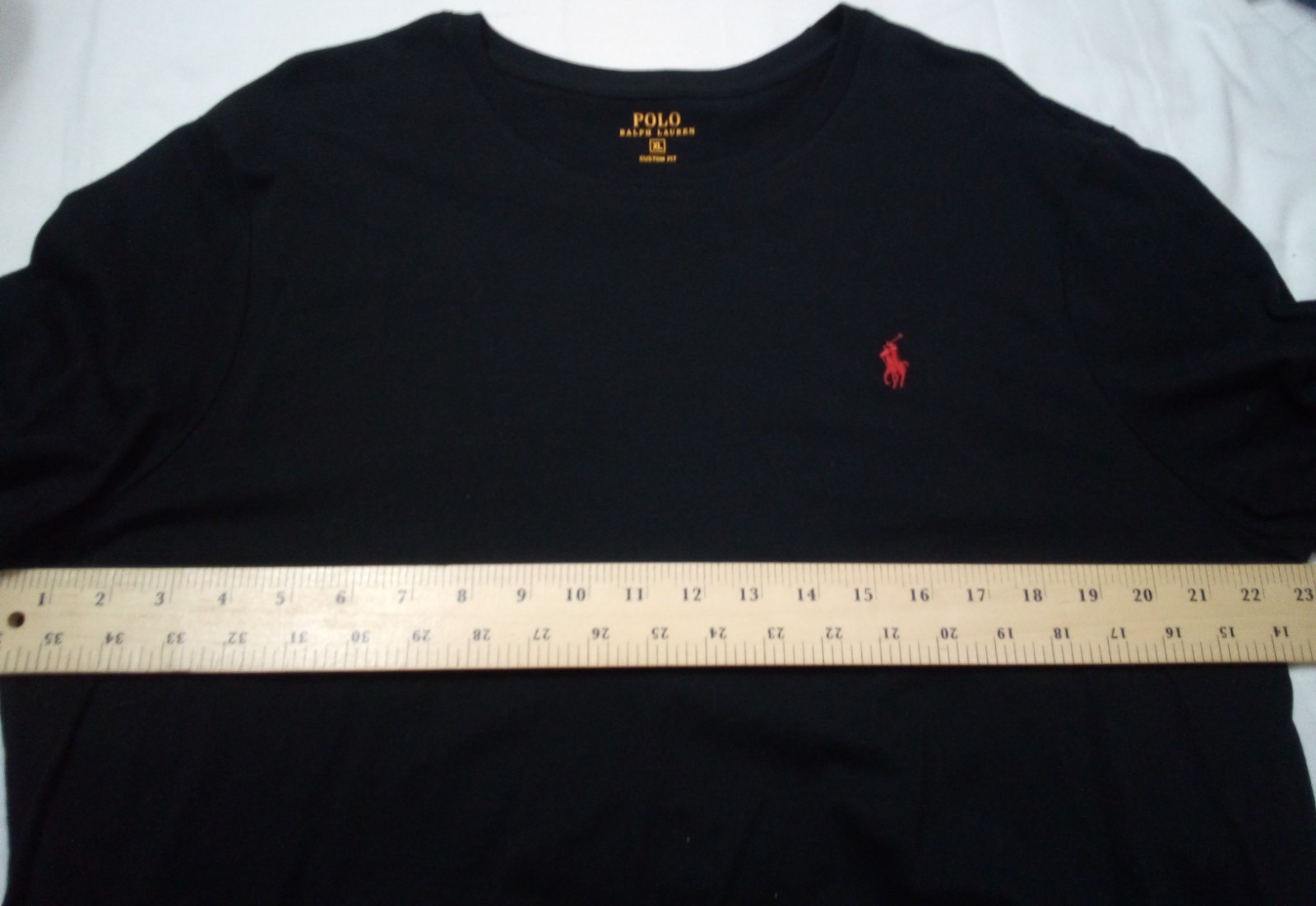 Polo Ralph Lauren T-Shirt Men XL Custom Fit Black Red Pony Crew Short Sleeve