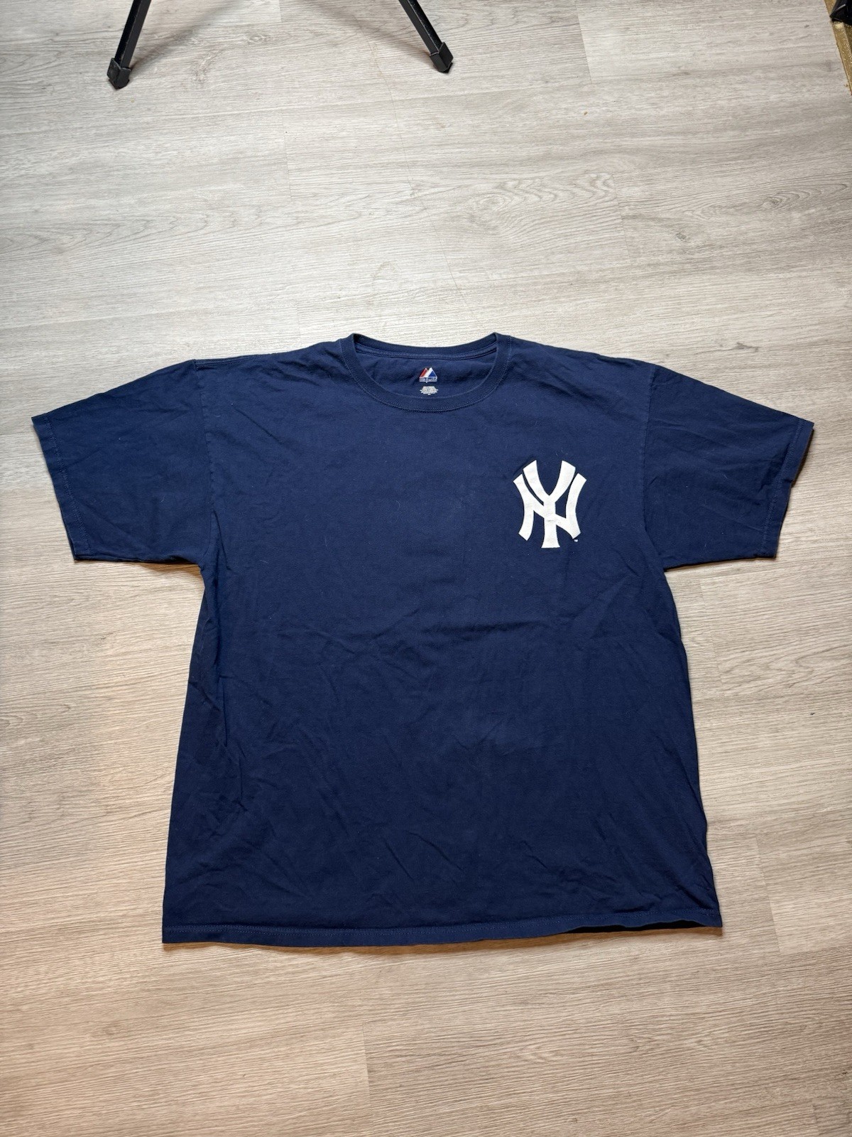 Majestic Navy Blue Mickey Mantle NY Yankees T Shirt Size 2XL Men