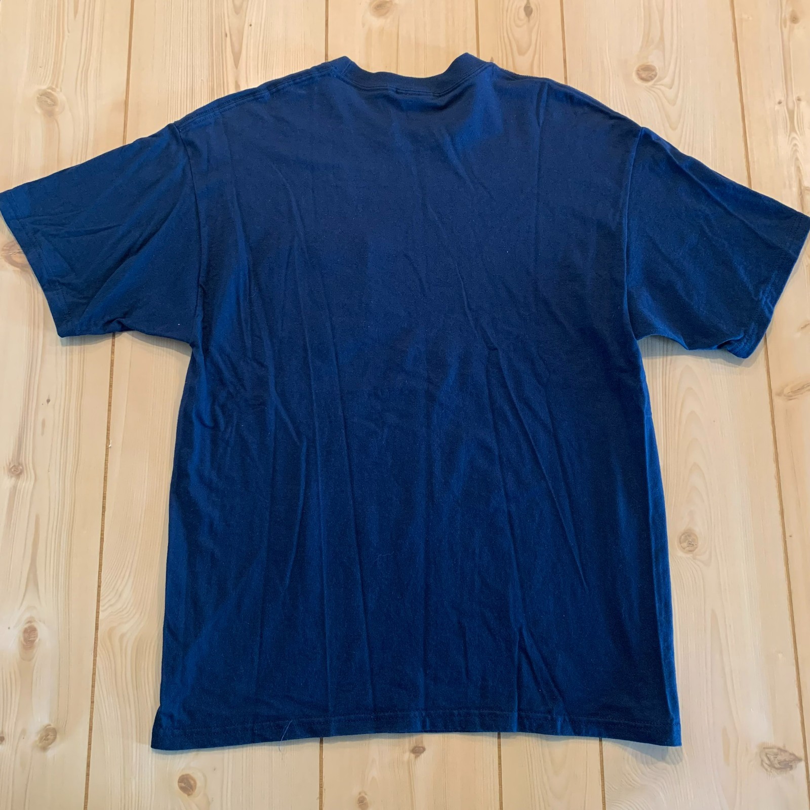 Vintage Y2K Basic Editions Retro Solid Plain Blank Navy Blue Pocket T-Shirt M