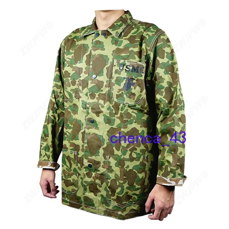 WWII US Army Solider USMC Pacific Camo Jacket Cotton Reversible Coat Casual Tops