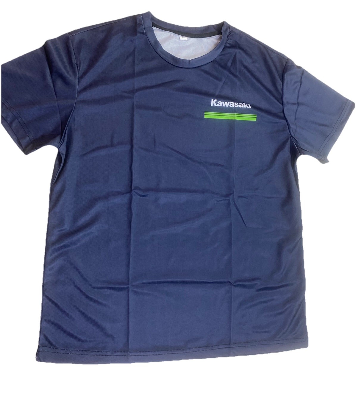 Men XL Motorcycle Quick Drying T-Shirt With Kawasaki Logo Navy/ Green