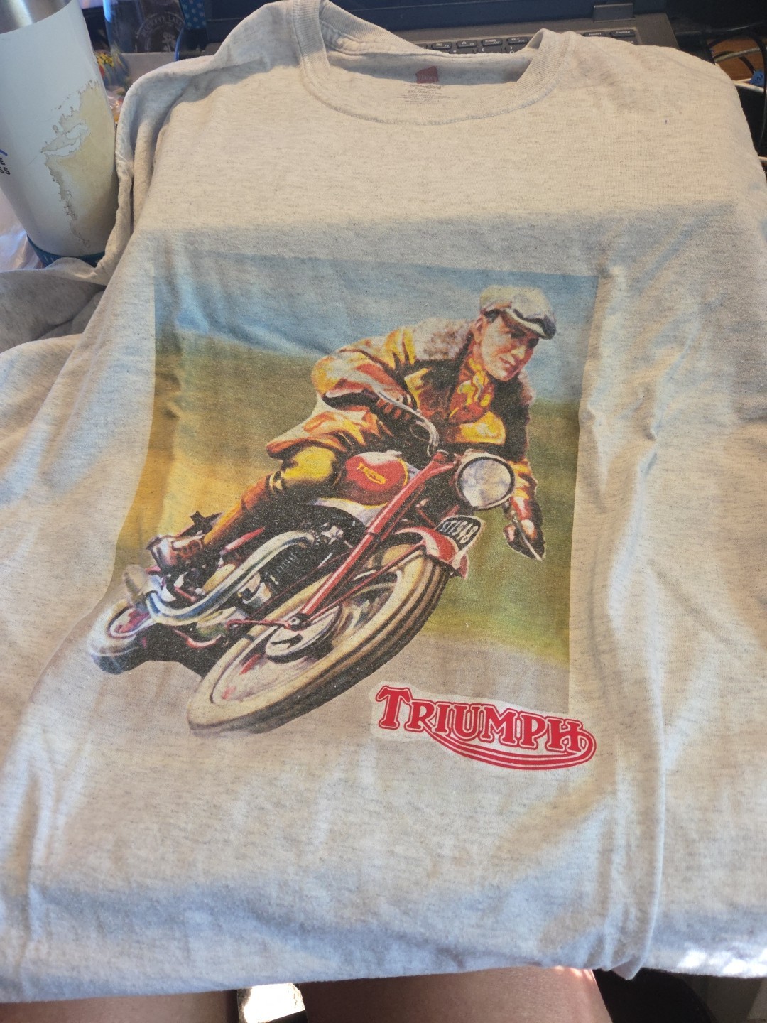 Triumph Motorcycle 3XL Gray Hanes Comfortblend Tshirt Vintage 80s