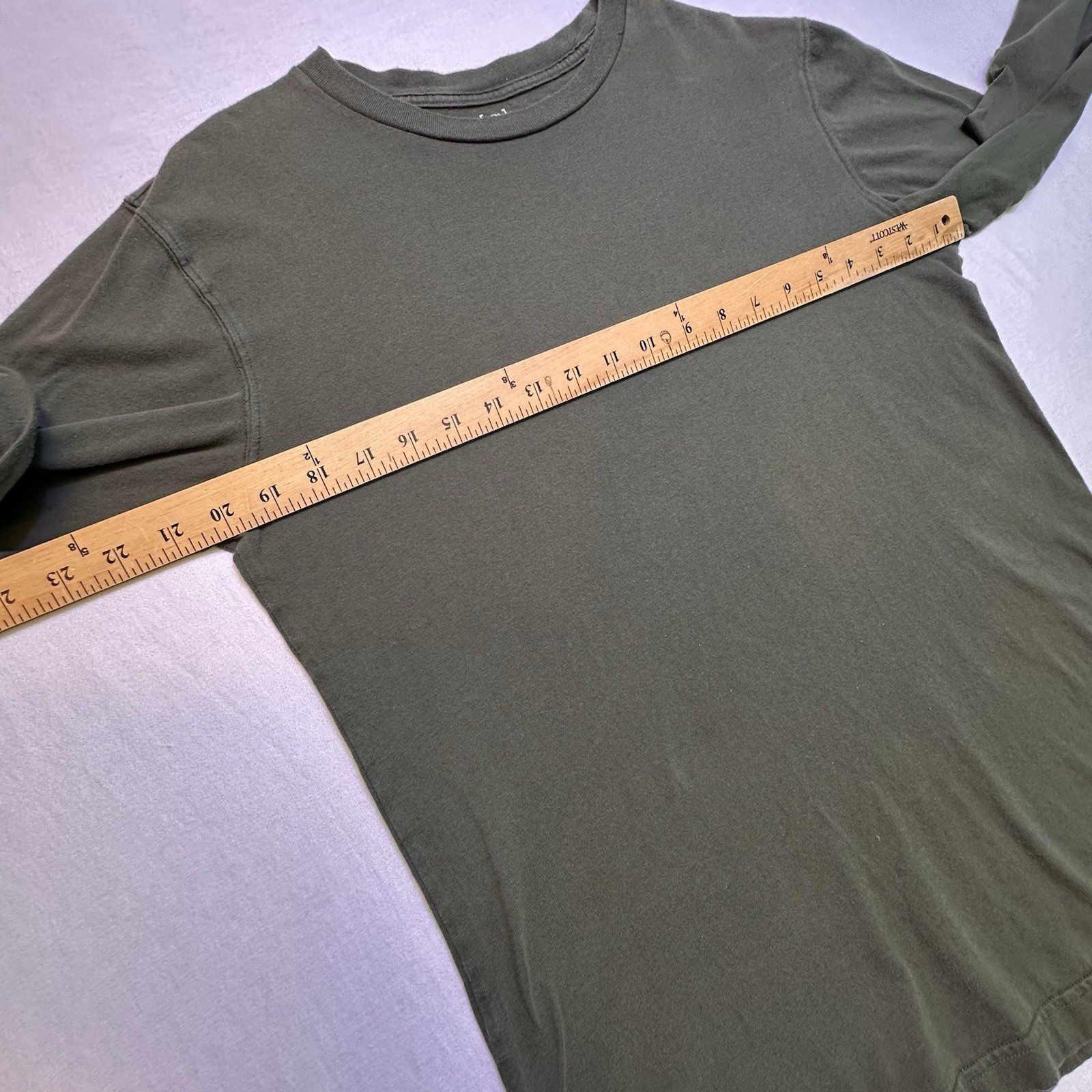 George Men’s Long Sleeve T-Shirt Size S Small 34-36 Olive Green 100% Cotton Crew