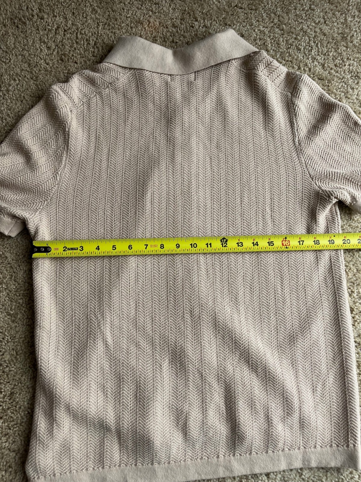 Ben Sherman Knit Polo Shirt Mens Medium Oatmeal Textured Button Front Resort NWT