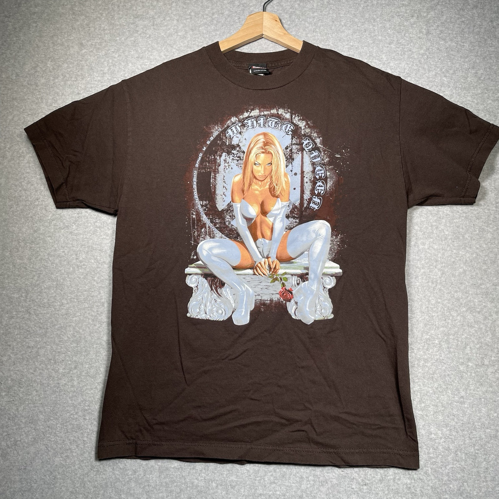 Y2k Mad Engine Marvel White Queen Emma Frost Brown Large Shirt Rare EUC