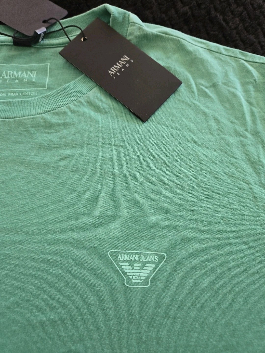 Armani Jeans 100% Pima Cotton Green T-shirt Large Brand New With Tags