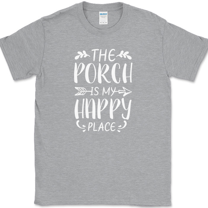 The Porch Is My Happy Place T-Shirt Funny Outdoor Swing Relax Gift Tee