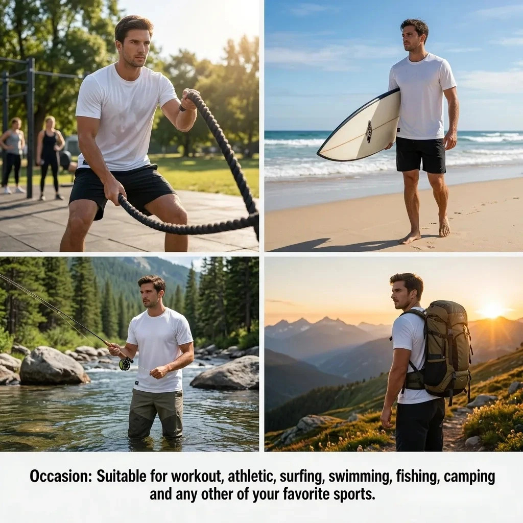 Quick Dry Athletic T-Shirt UPF50+ Moisture Wicking Crew Neck Short Sleeve