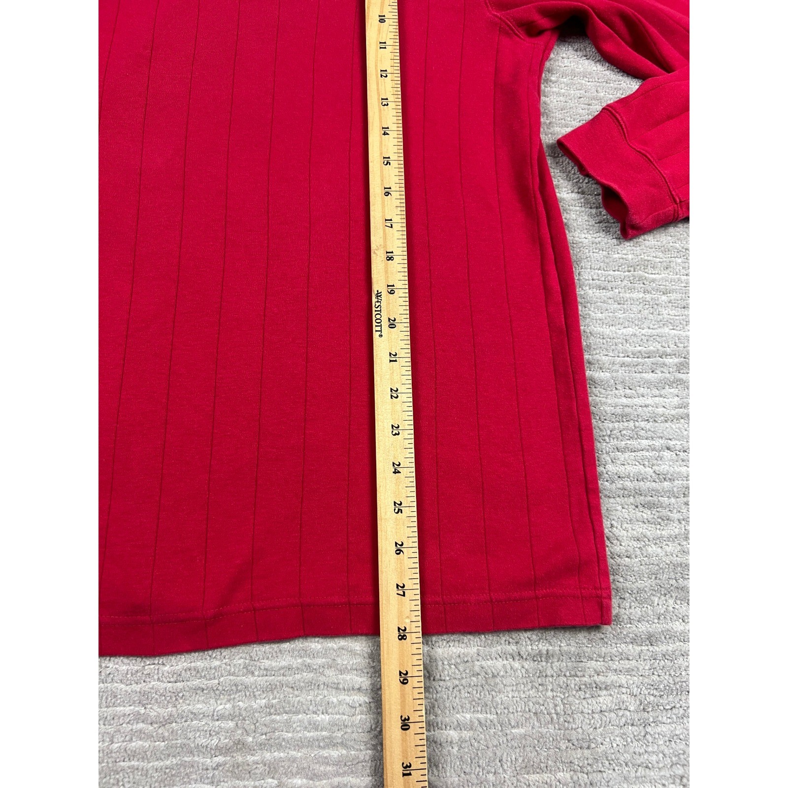 Ivy Crew Shirt Mens XL Red Mock Neck Long Sleeve Vertical Ribbed Knit Casual