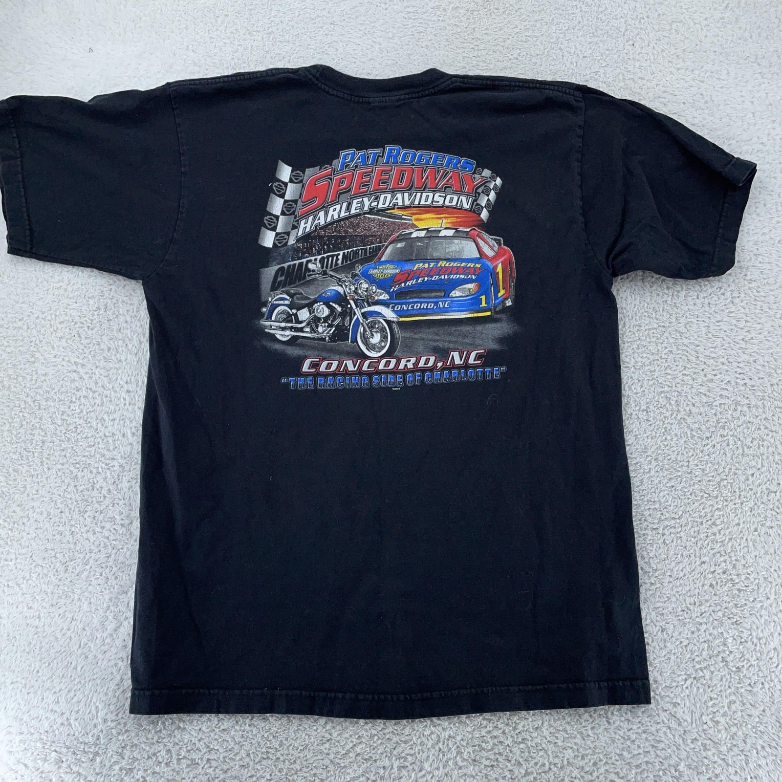 Vintage Harley-Davidson Shirt Large Pat Rogers Speedway Concord North Carolina