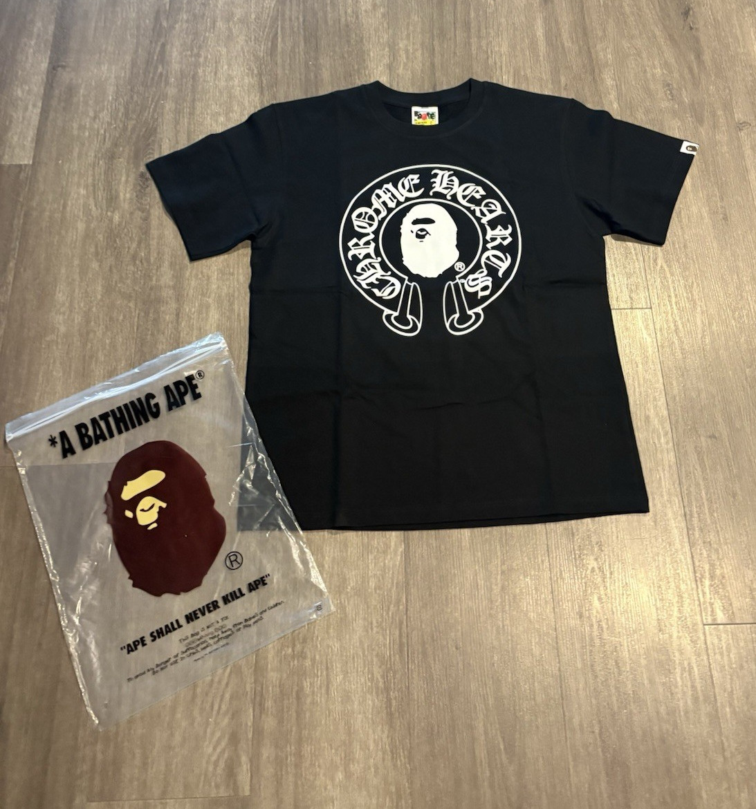 A Bathing Ape BAPE x Chrome Hearts Black Cotton Jersey Graphic Tee Men’s S