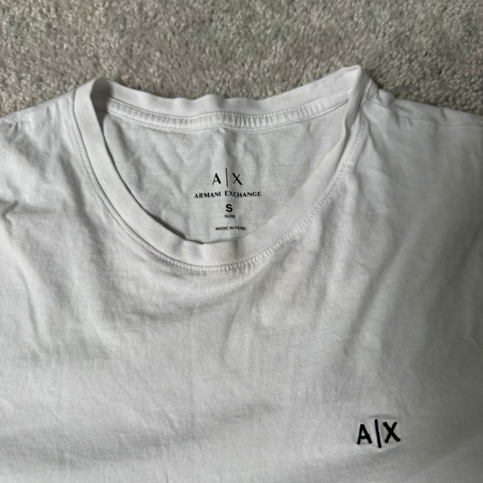 Armani Exchange White Solid Logo Crew Neck T-Shirt Mens S Regular Slim Fit