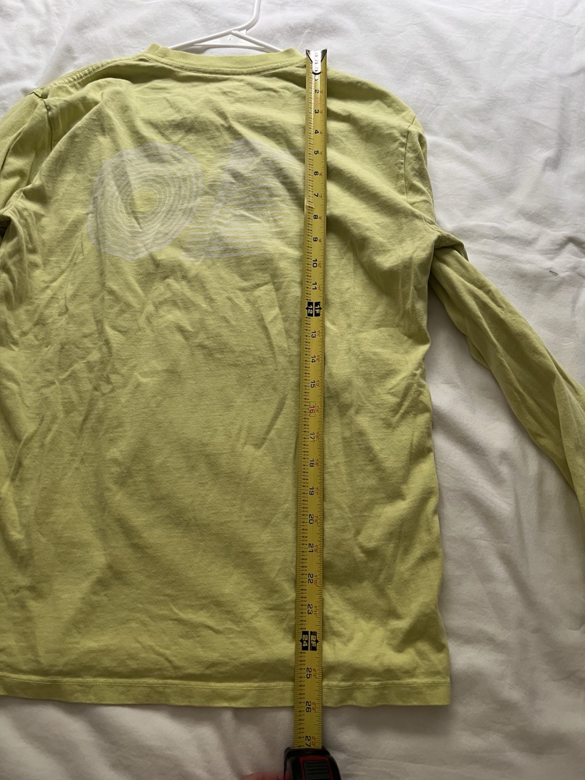 Outdoor Voices Men’s Large Long-Sleeve Graphic T-Shirt Lime Yellow Cotton XS