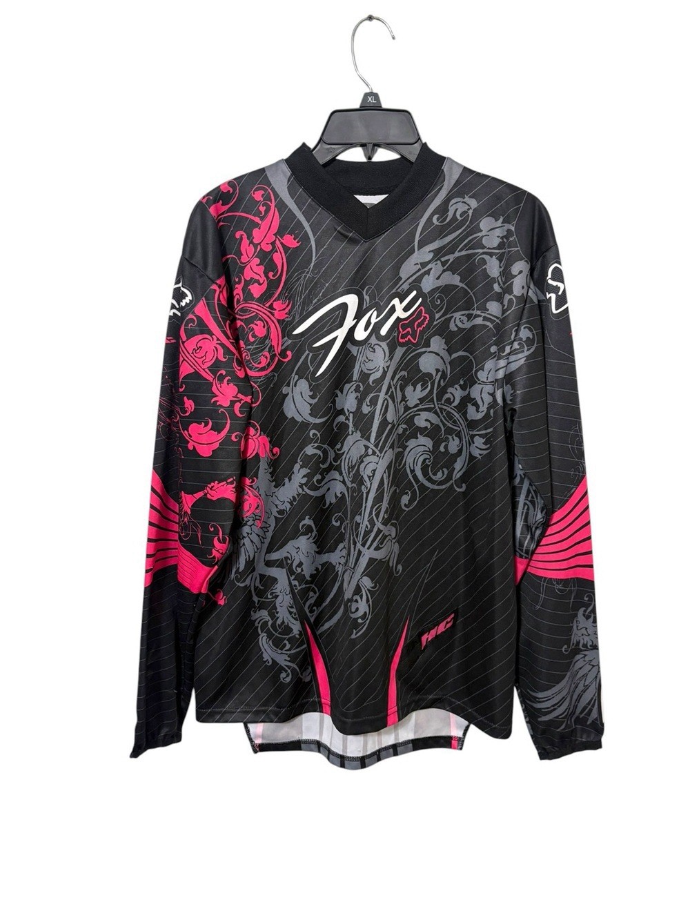 FOX Size Medium Black Pink Long Sleeve HC Shirt Motocross Punk Grunge Athletic
