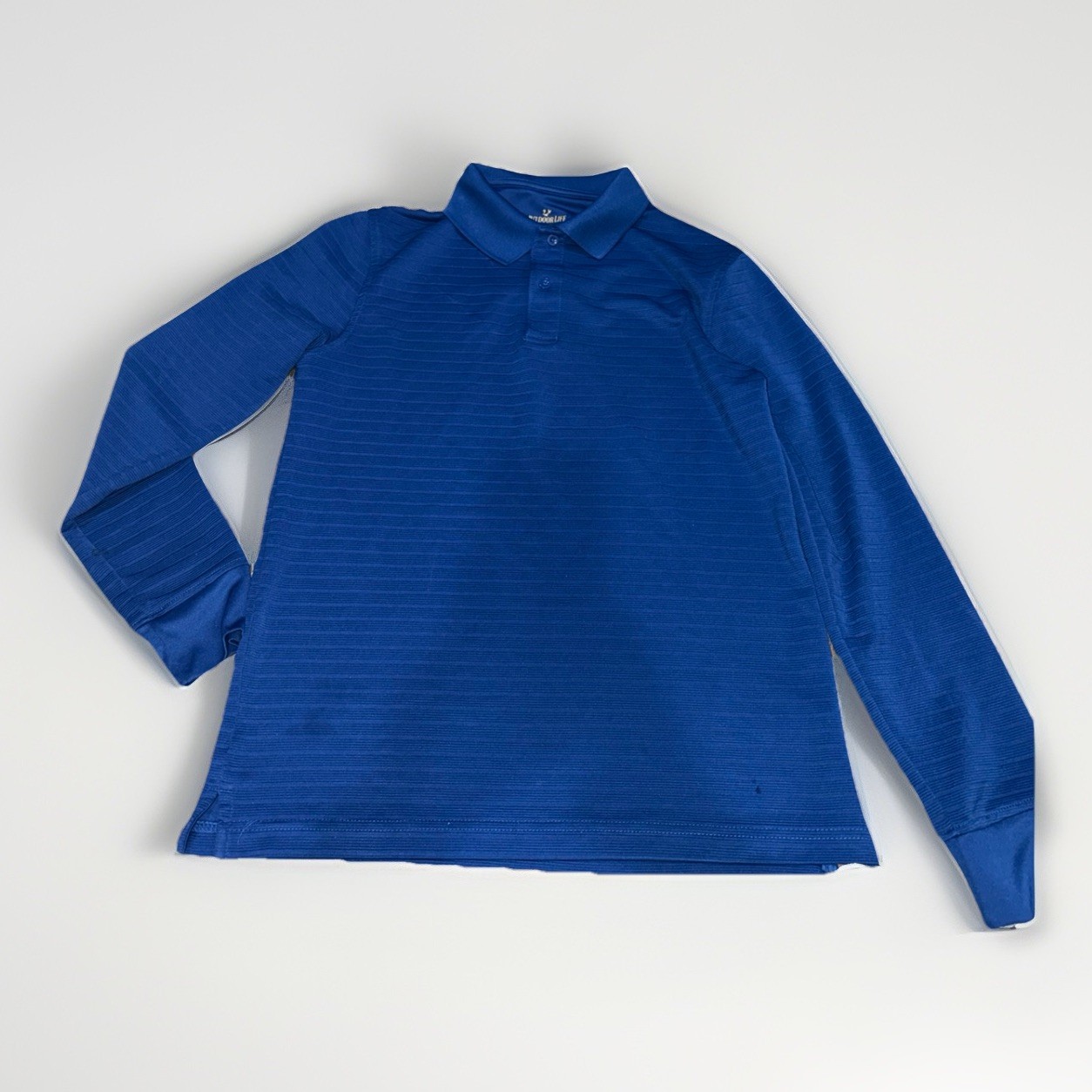 Men’s Ribbed Collar Long Sleeve Outdoor Life Small Blue T Shirt