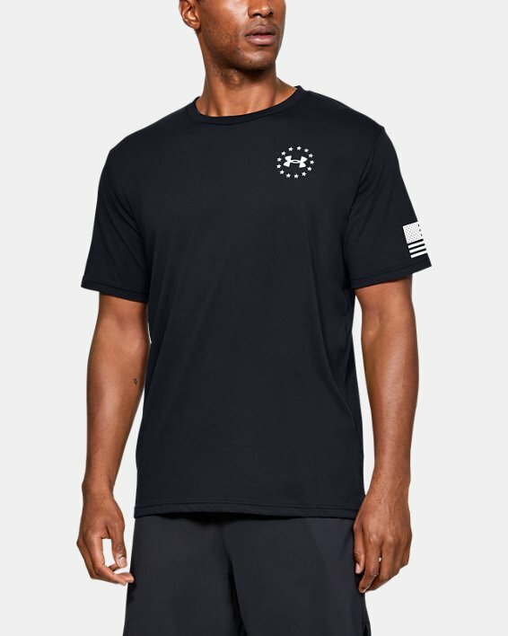 Under Armour UA Freedom Flag Logo Men’s T Shirt Tee Cotton Blend S M L XL XXL
