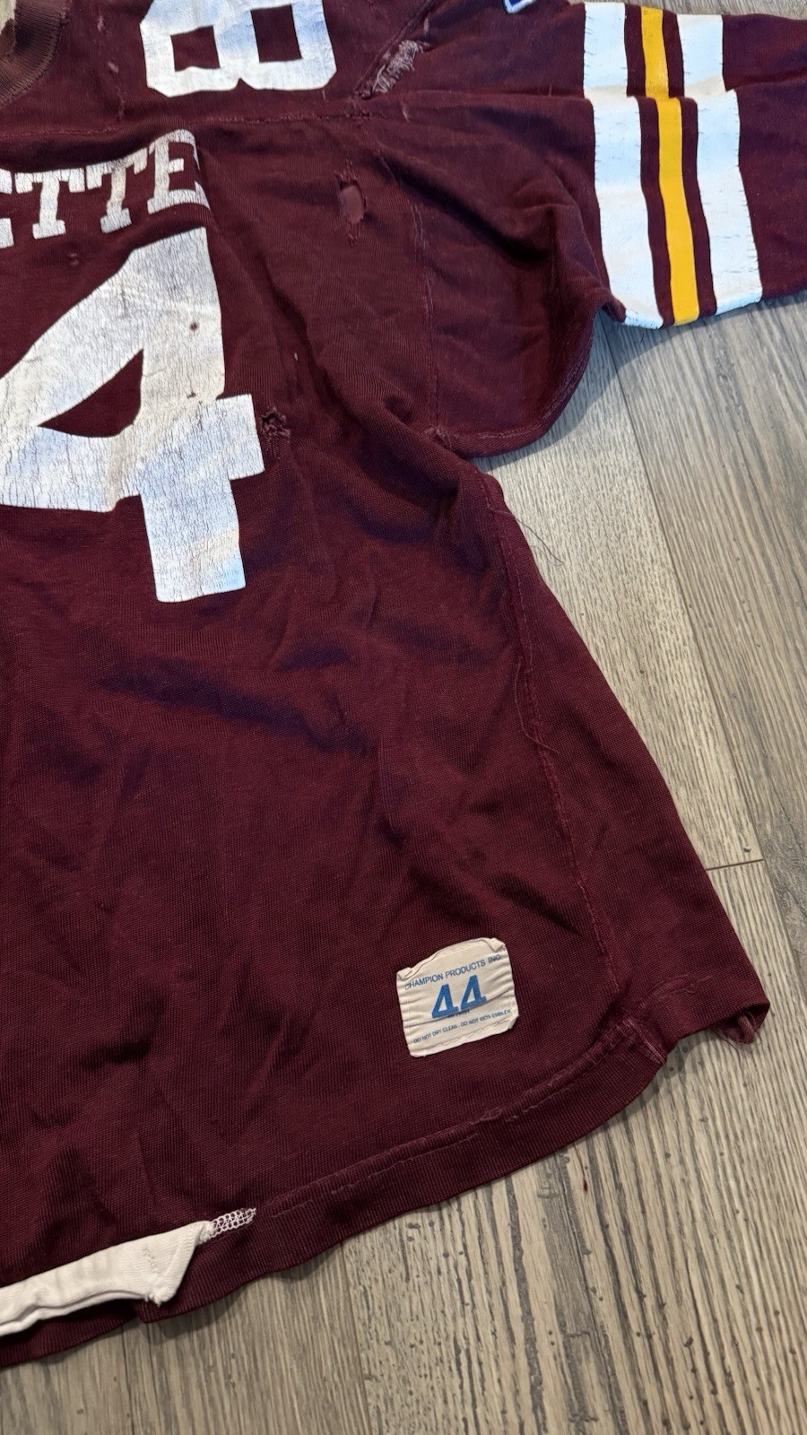 Vintage 1960s Champion Products Football Jersey Maroon 84 Mesh Size 44